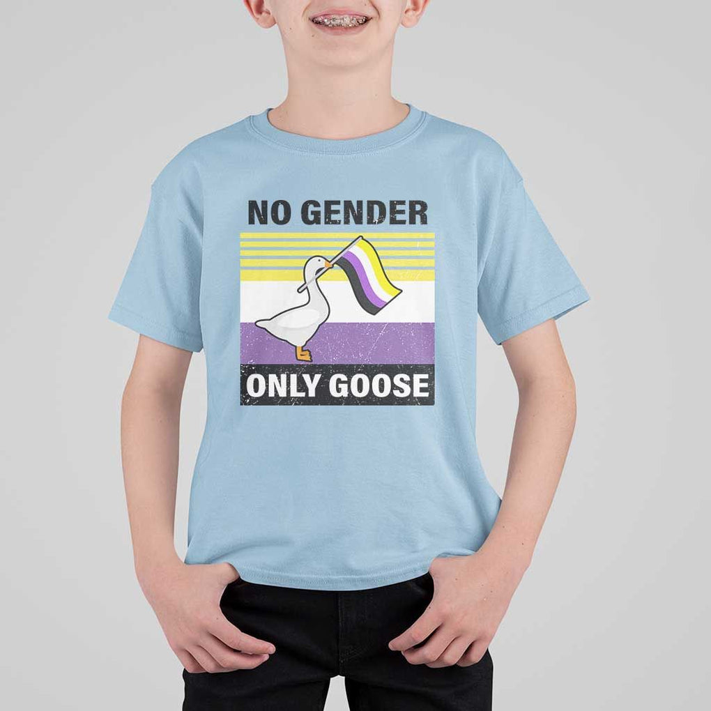 Funny Non Binary T Shirt For Kid No Gender Only Goose LGBTQ Enby Flag TS11 Light Blue Print Your Wear