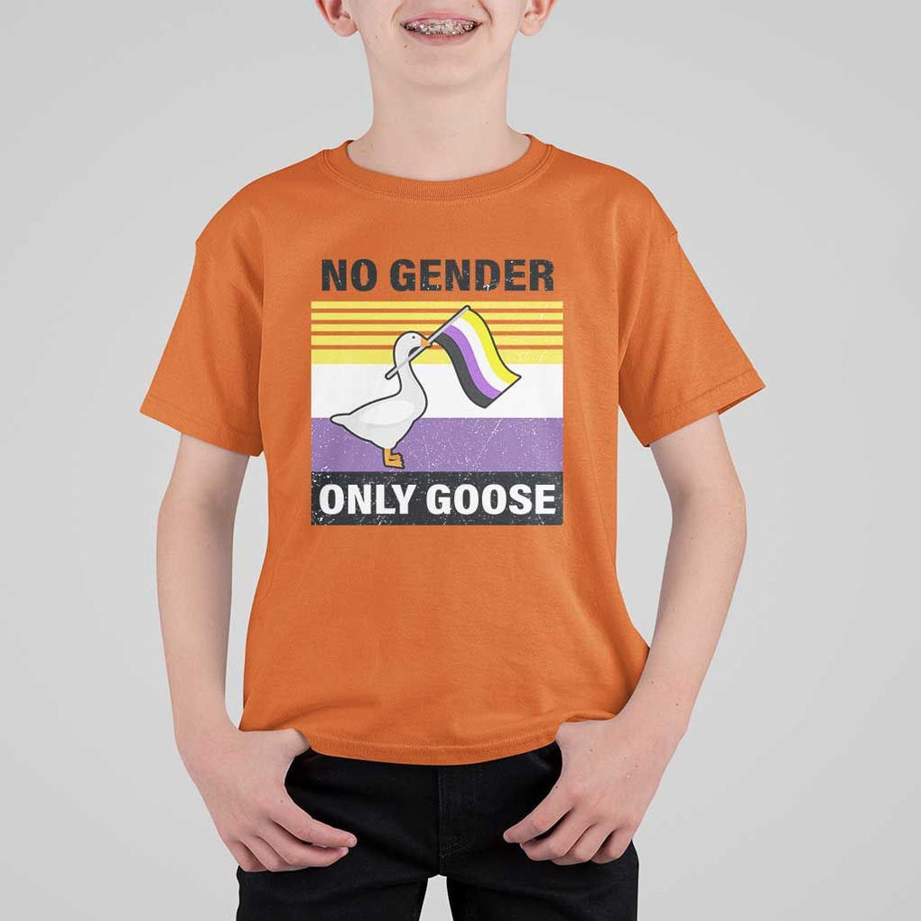 Funny Non Binary T Shirt For Kid No Gender Only Goose LGBTQ Enby Flag TS11 Orange Print Your Wear