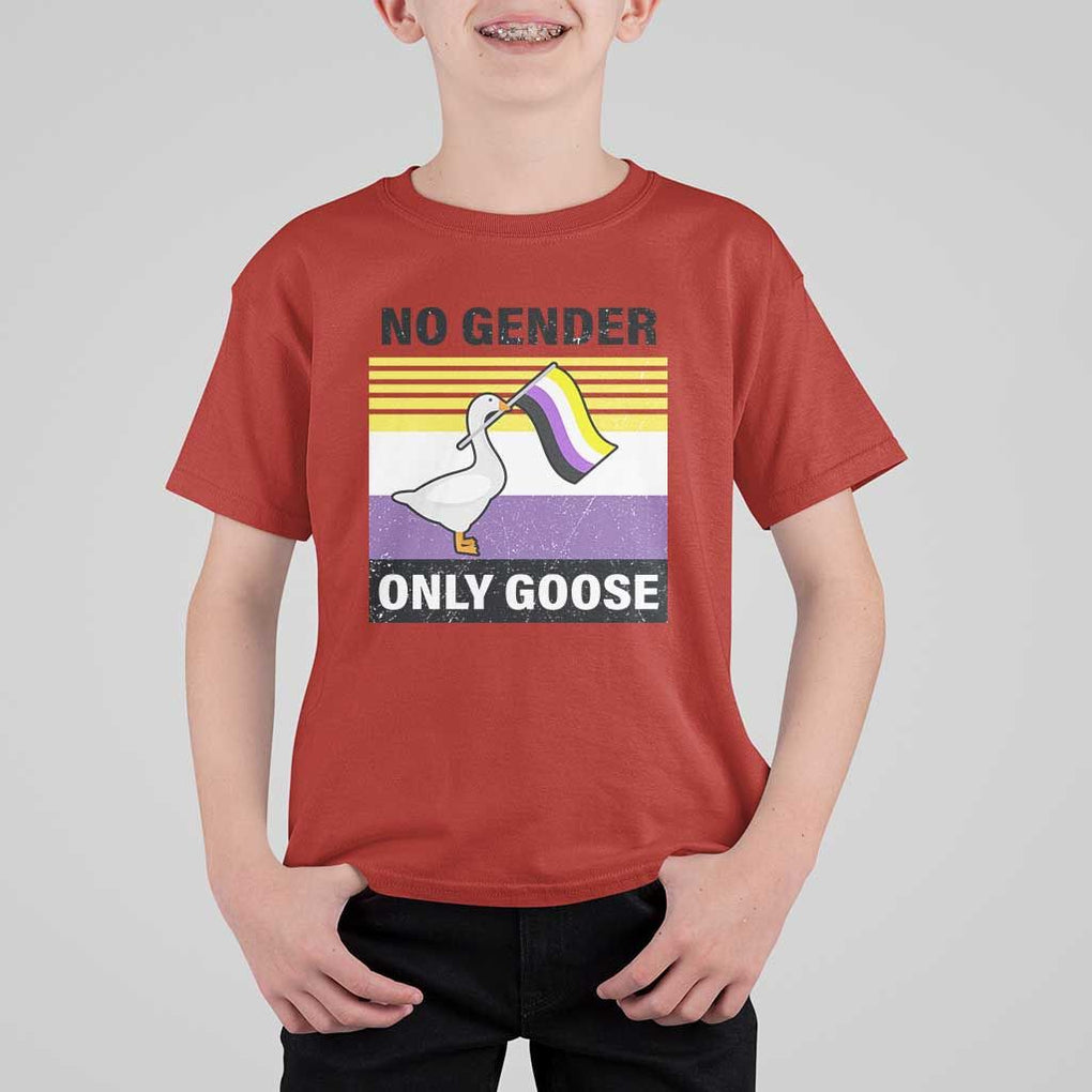 Funny Non Binary T Shirt For Kid No Gender Only Goose LGBTQ Enby Flag TS11 Red Print Your Wear