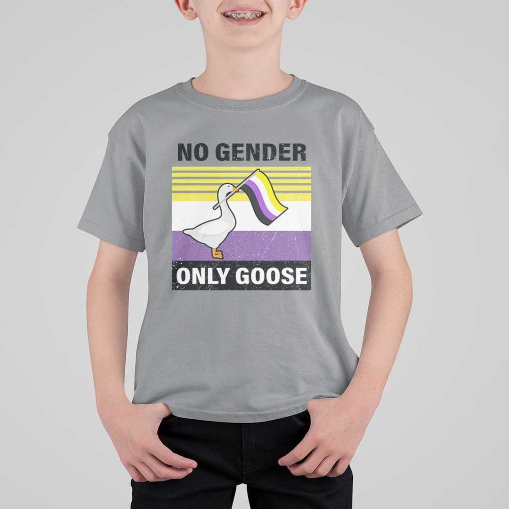 Funny Non Binary T Shirt For Kid No Gender Only Goose LGBTQ Enby Flag TS11 Sport Gray Print Your Wear