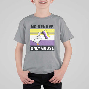 Funny Non Binary T Shirt For Kid No Gender Only Goose LGBTQ Enby Flag TS11 Sport Gray Print Your Wear