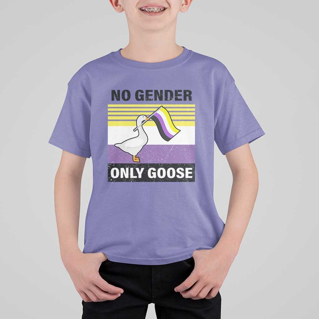 Funny Non Binary T Shirt For Kid No Gender Only Goose LGBTQ Enby Flag TS11 Violet Print Your Wear
