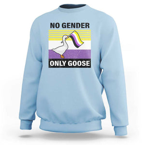 Funny Non Binary Sweatshirt No Gender Only Goose LGBTQ Enby Flag TS11 Light Blue Print Your Wear