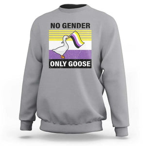 Funny Non Binary Sweatshirt No Gender Only Goose LGBTQ Enby Flag TS11 Sport Gray Print Your Wear