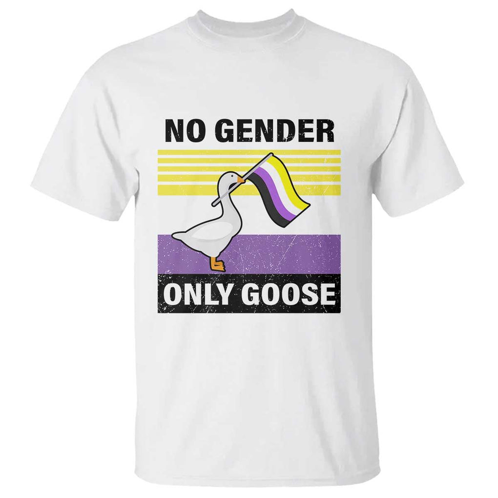 Funny Non Binary T Shirt No Gender Only Goose LGBTQ Enby Flag TS11 White Print Your Wear
