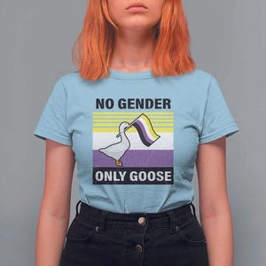 Funny Non Binary T Shirt For Women No Gender Only Goose LGBTQ Enby Flag TS11 Light Blue Print Your Wear