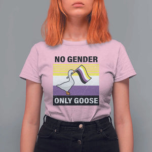 Funny Non Binary T Shirt For Women No Gender Only Goose LGBTQ Enby Flag TS11 Light Pink Print Your Wear