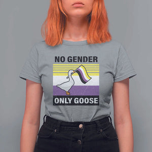 Funny Non Binary T Shirt For Women No Gender Only Goose LGBTQ Enby Flag TS11 Sport Gray Print Your Wear