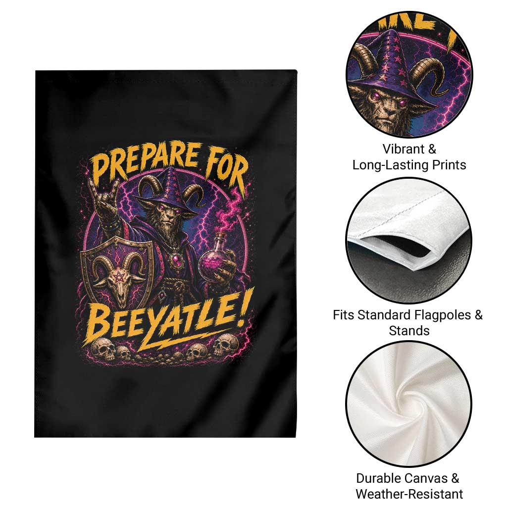 Prepare For Beeyatle Garden Flag Funny Goat Wizard LitRPG Lover