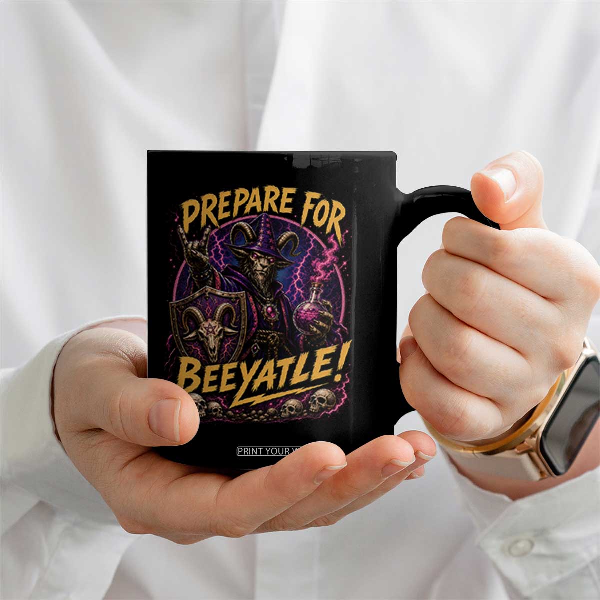 Prepare For Beeyatle Coffee Mug Funny Goat Wizard LitRPG Lover