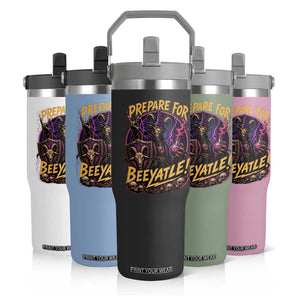 Prepare For Beeyatle Flip Straw Tumbler Funny Goat Wizard LitRPG Lover