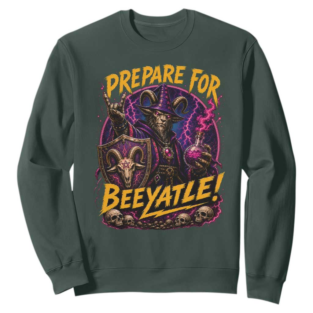 Prepare For Beeyatle Sweatshirt Funny Goat Wizard LitRPG Lover
