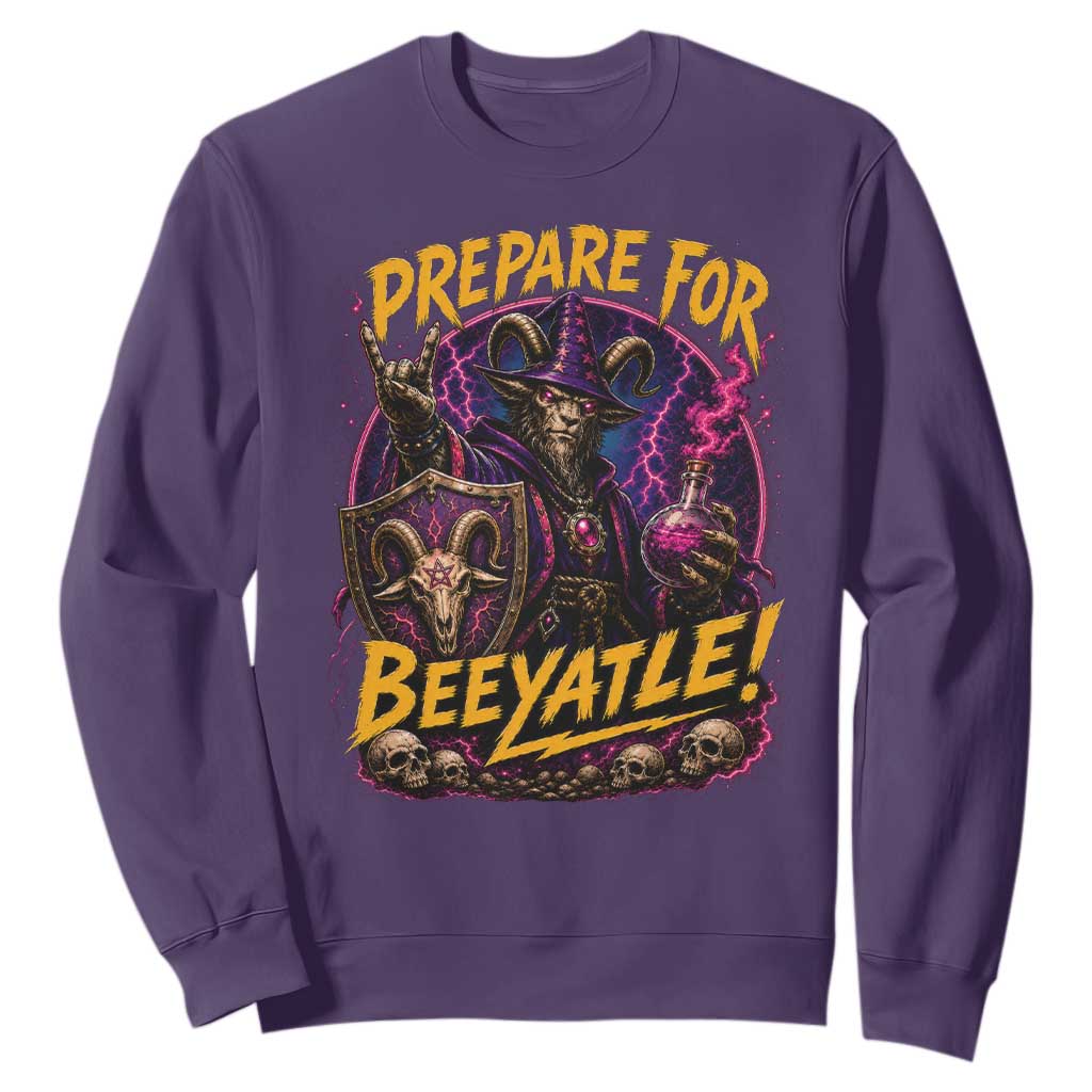 Prepare For Beeyatle Sweatshirt Funny Goat Wizard LitRPG Lover