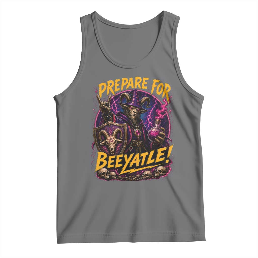 Prepare For Beeyatle Tank Top Funny Goat Wizard LitRPG Lover