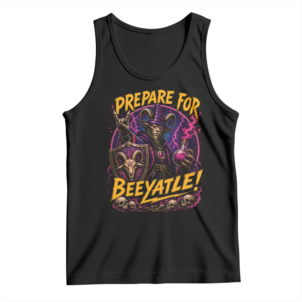 Prepare For Beeyatle Tank Top Funny Goat Wizard LitRPG Lover TS11 Black Print Your Wear