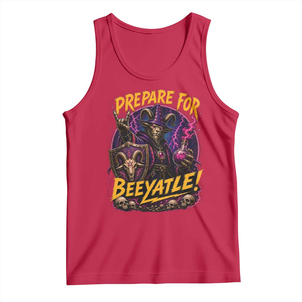 Prepare For Beeyatle Tank Top Funny Goat Wizard LitRPG Lover