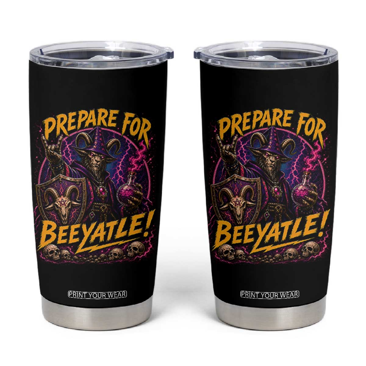 Prepare For Beeyatle Tumbler Cup Funny Goat Wizard LitRPG Lover TS11 Black Print Your Wear