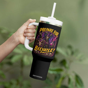 Prepare For Beeyatle Tumbler With Handle Funny Goat Wizard LitRPG Lover