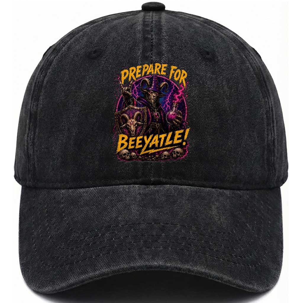 Prepare For Beeyatle Washed Cotton Baseball Cap Funny Goat Wizard LitRPG Lover