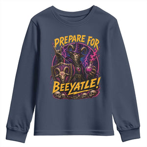 Prepare For Beeyatle Youth Sweatshirt Funny Goat Wizard LitRPG Lover