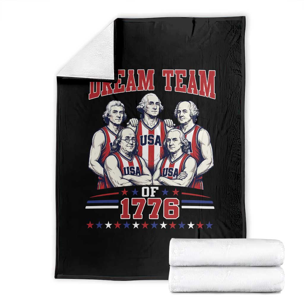 Dream Team of 1776 Funny Basketball 4th of July Founding Fathers Throw Blanket TS11 Black Print Your Wear