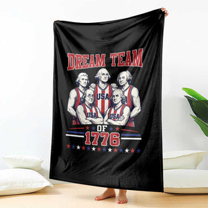Dream Team of 1776 Funny Basketball 4th of July Founding Fathers Throw Blanket