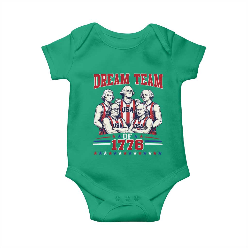 Dream Team of 1776 Funny Basketball 4th of July Founding Fathers Baby Onesie