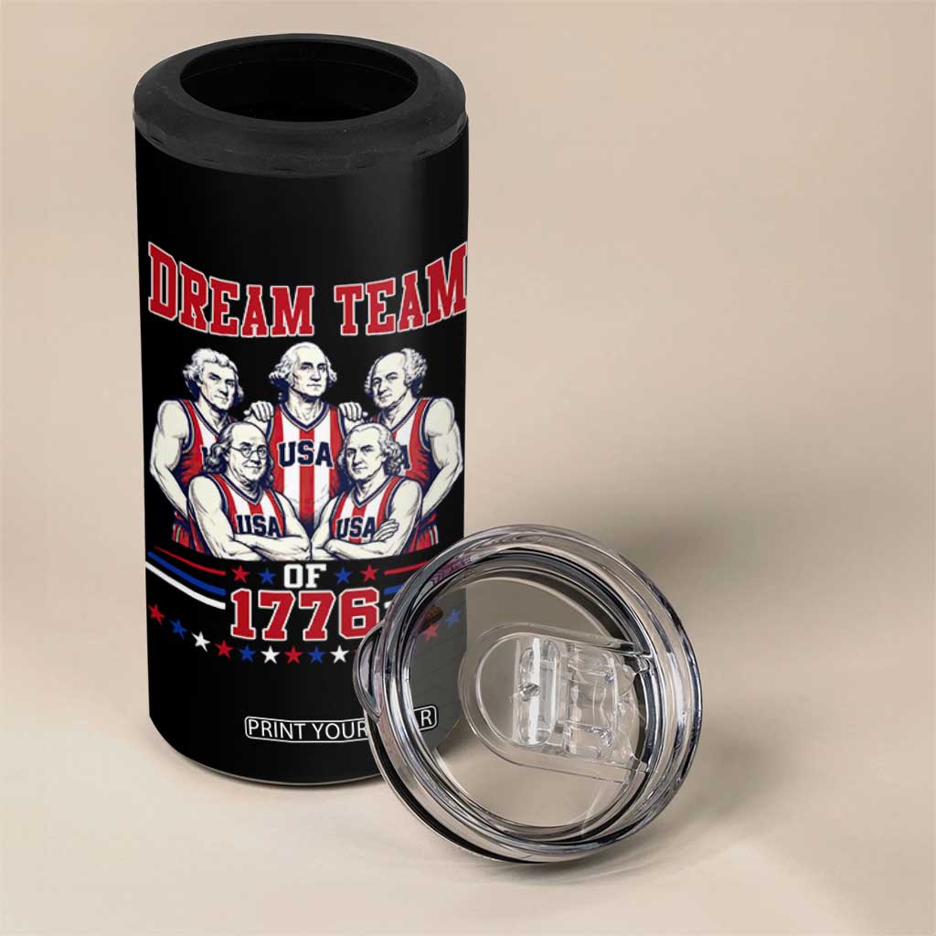 Dream Team of 1776 Funny Basketball 4th of July Founding Fathers 4 in 1 Can Cooler Tumbler