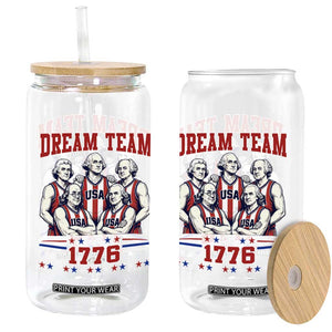 Dream Team of 1776 Funny Basketball 4th of July Founding Fathers Glass Can