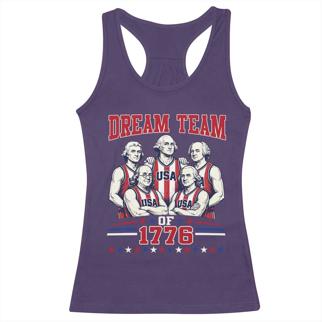Dream Team of 1776 Funny Basketball 4th of July Founding Fathers Racerback Tank Top