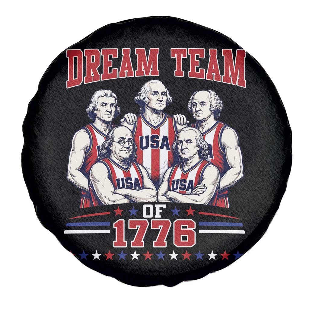 Dream Team of 1776 Funny Basketball 4th of July Founding Fathers Spare Tire Cover