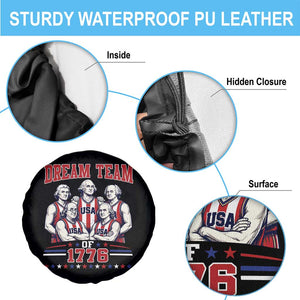 Dream Team of 1776 Funny Basketball 4th of July Founding Fathers Spare Tire Cover