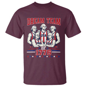 Dream Team of 1776 Funny Basketball 4th of July Founding Fathers T Shirt