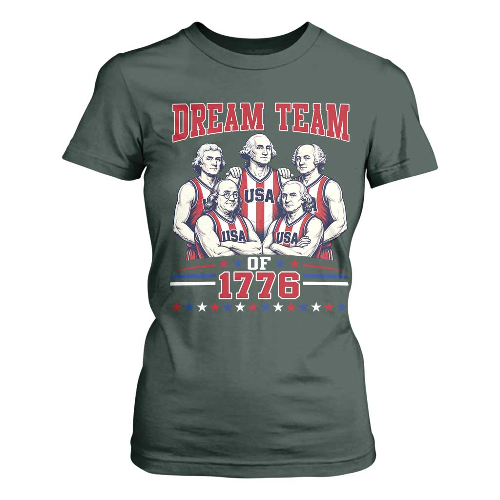 Dream Team of 1776 Funny Basketball 4th of July Founding Fathers T Shirt For Women