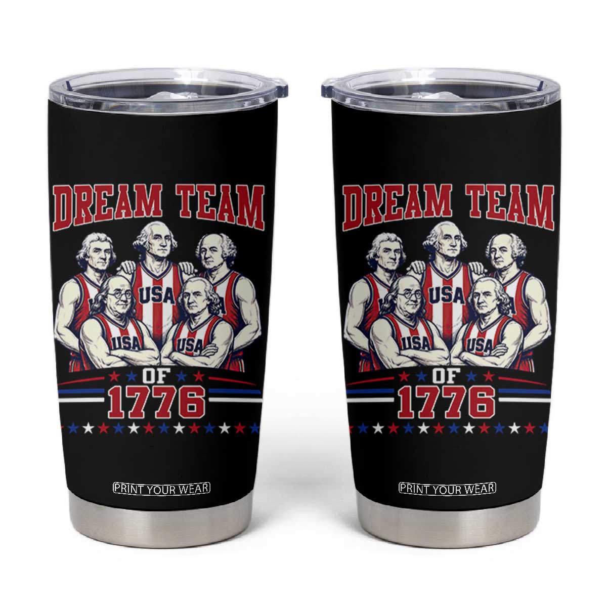Dream Team of 1776 Funny Basketball 4th of July Founding Fathers Tumbler Cup