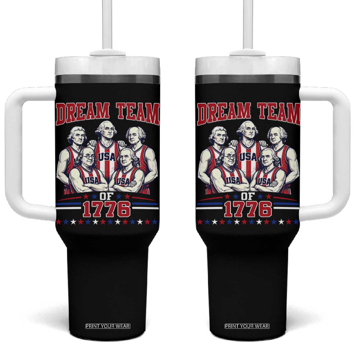 Dream Team of 1776 Funny Basketball 4th of July Founding Fathers Tumbler With Handle