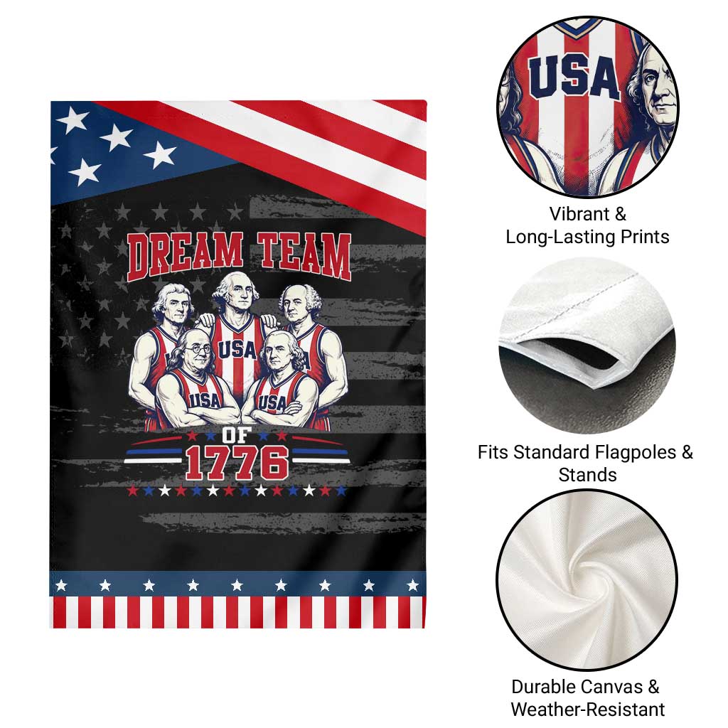 Dream Team of 1776 Funny Basketball 4th of July Founding Fathers Patriotic Garden Flag