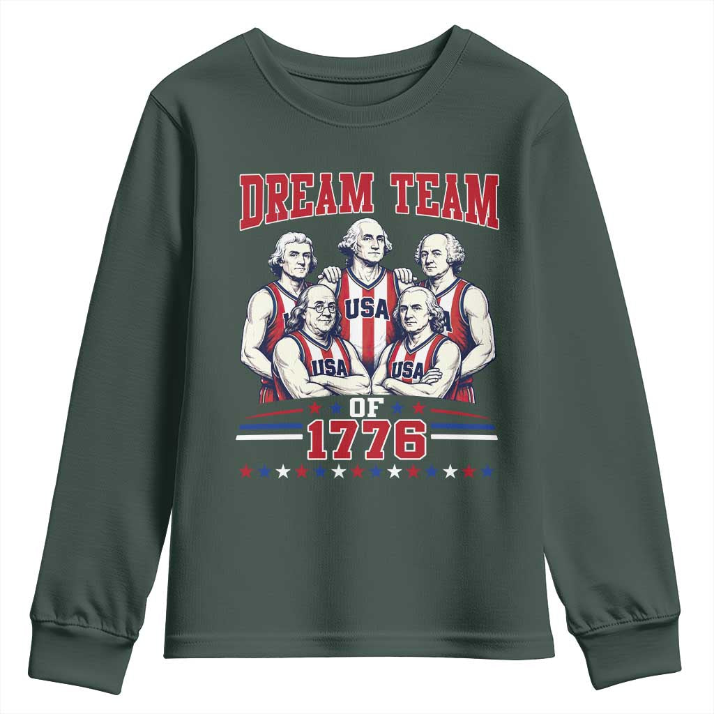 Dream Team of 1776 Funny Basketball 4th of July Founding Fathers Youth Sweatshirt