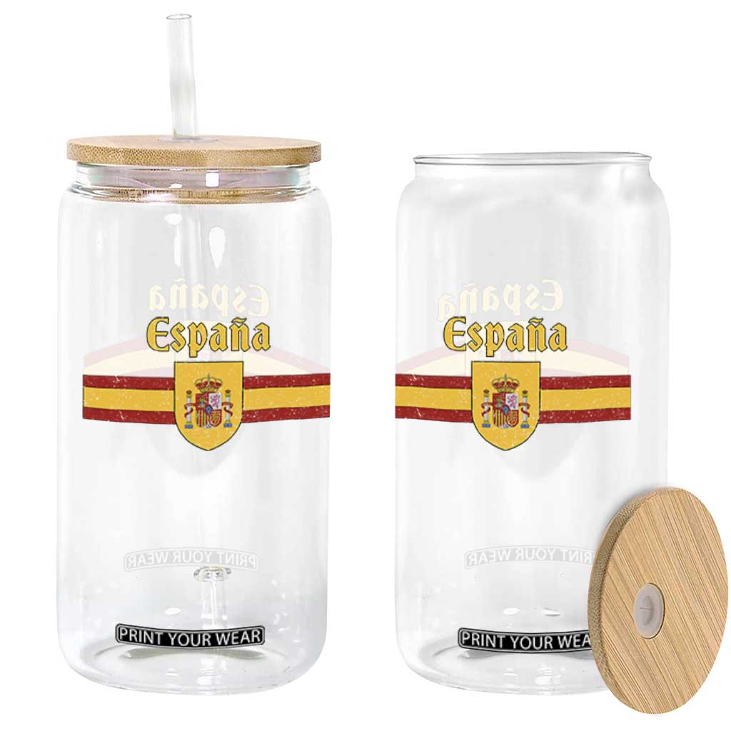 Espana Escudo Retro Spain Coat of Arms and Flag Español Glass Can TS11 Print Your Wear