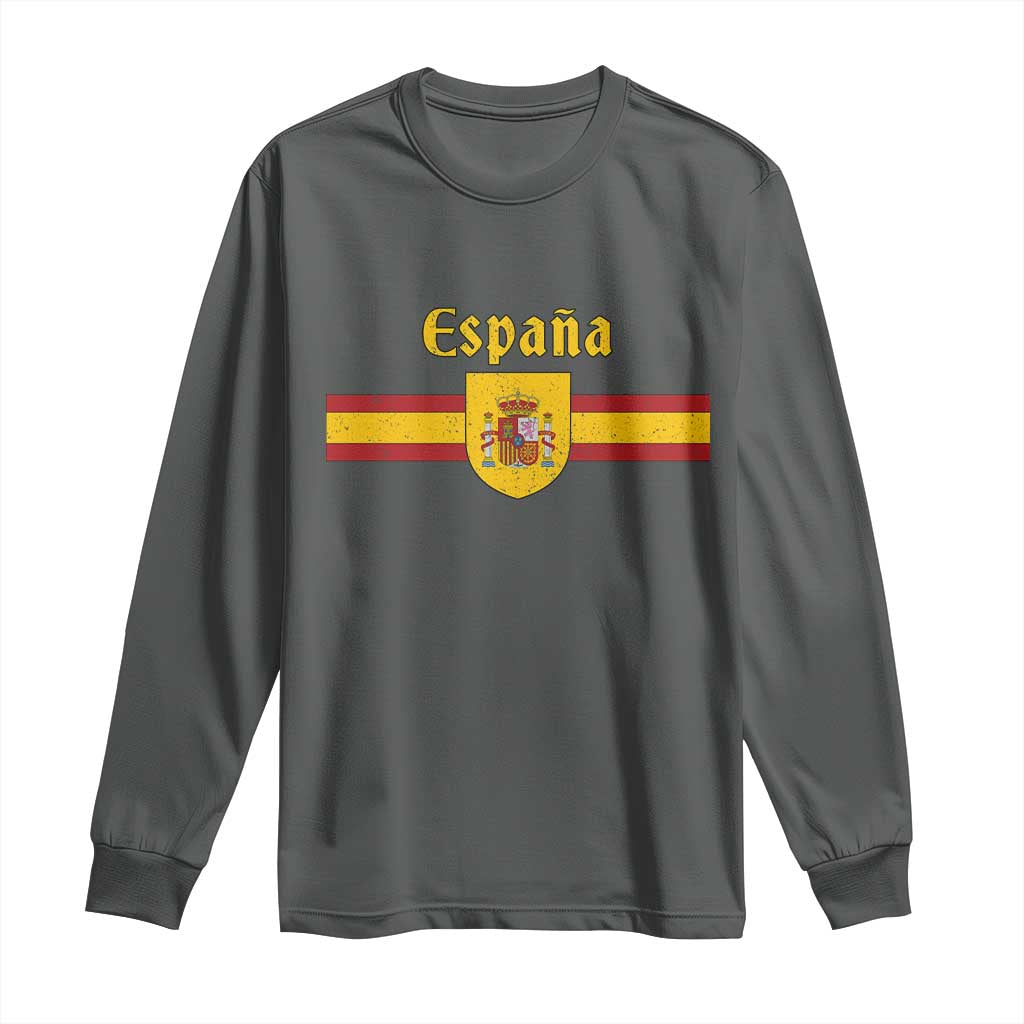 Espana Escudo Retro Spain Coat of Arms and Flag Español Long Sleeve Shirt TS11 Dark Heather Print Your Wear