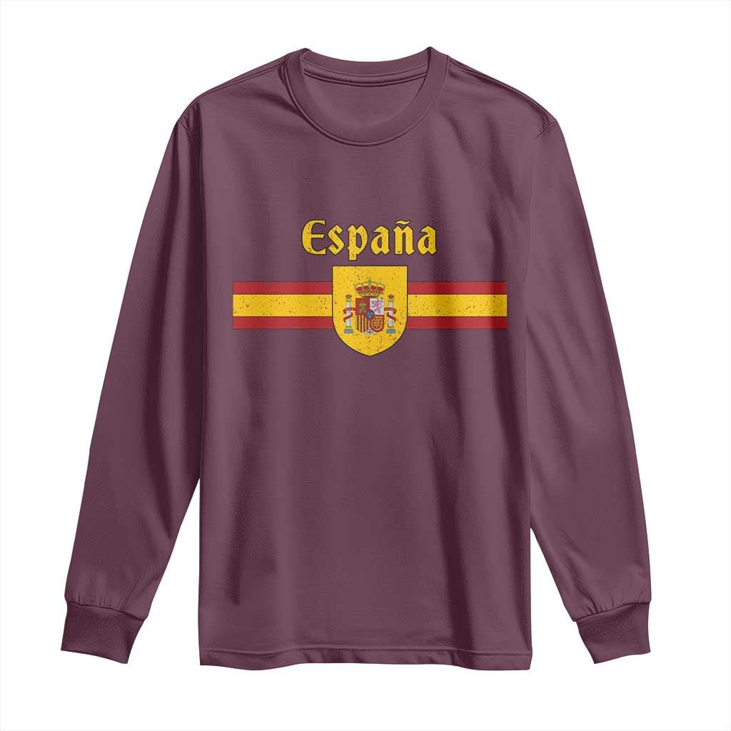 Espana Escudo Retro Spain Coat of Arms and Flag Español Long Sleeve Shirt TS11 S Maroon Print Your Wear