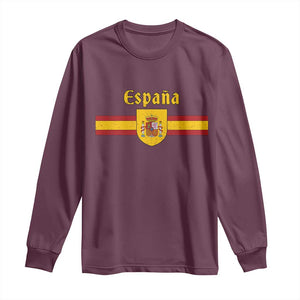 Espana Escudo Retro Spain Coat of Arms and Flag Español Long Sleeve Shirt TS11 S Maroon Print Your Wear