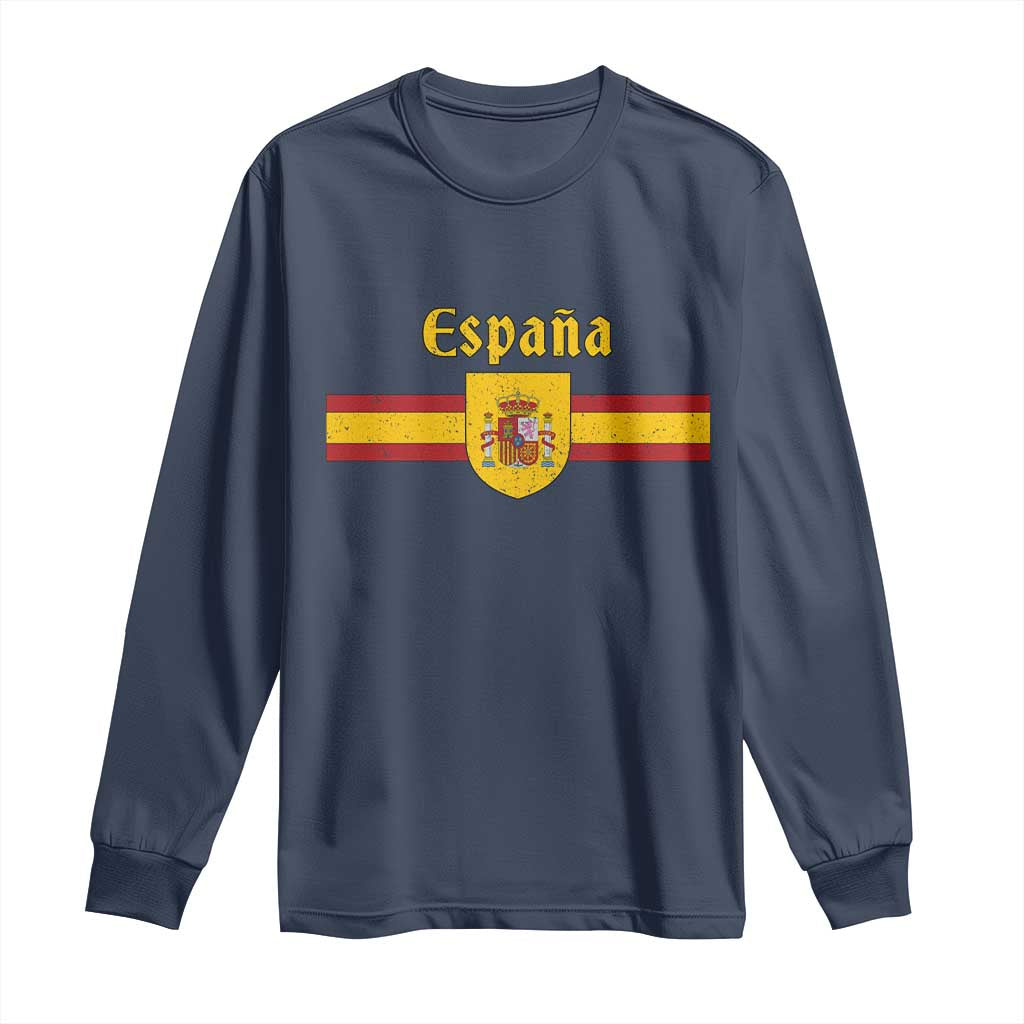 Espana Escudo Retro Spain Coat of Arms and Flag Español Long Sleeve Shirt TS11 Navy Print Your Wear