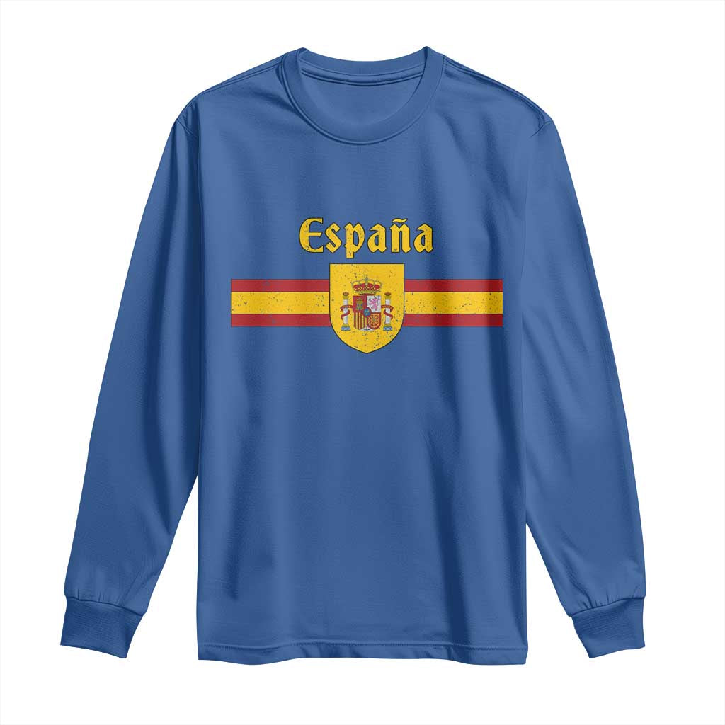 Espana Escudo Retro Spain Coat of Arms and Flag Español Long Sleeve Shirt TS11 Royal Blue Print Your Wear