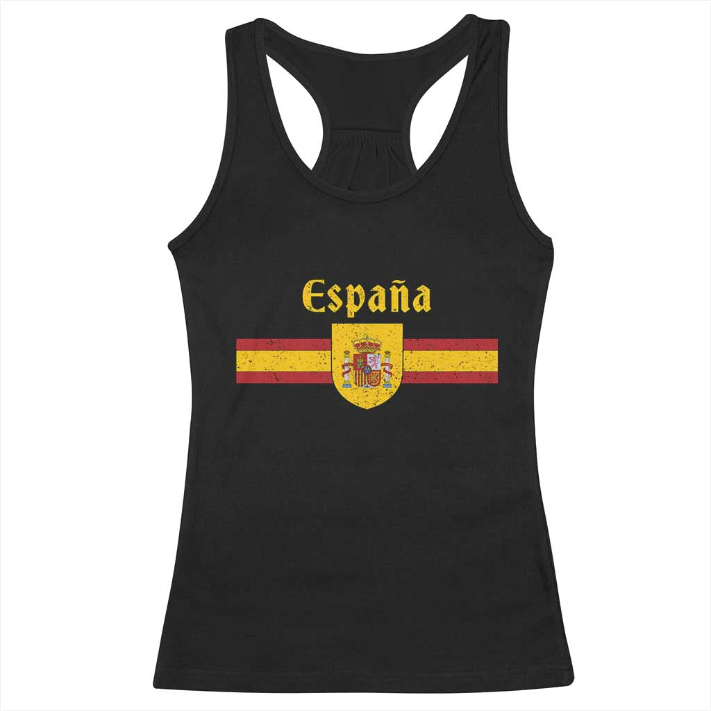 Espana Escudo Retro Spain Coat of Arms and Flag Español Racerback Tank Top TS11 Black Print Your Wear