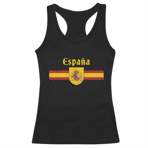 Espana Escudo Retro Spain Coat of Arms and Flag Español Racerback Tank Top TS11 Black Print Your Wear