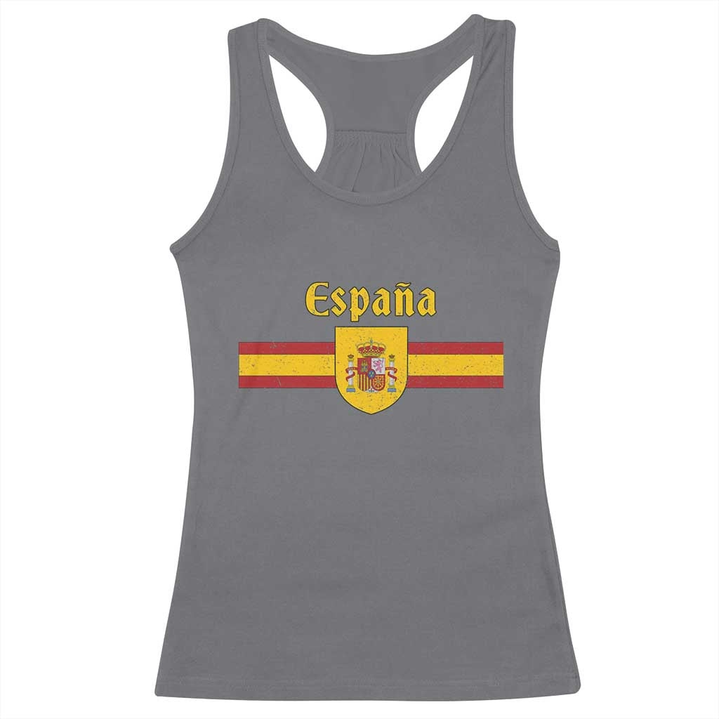 Espana Escudo Retro Spain Coat of Arms and Flag Español Racerback Tank Top TS11 Charcoal Print Your Wear