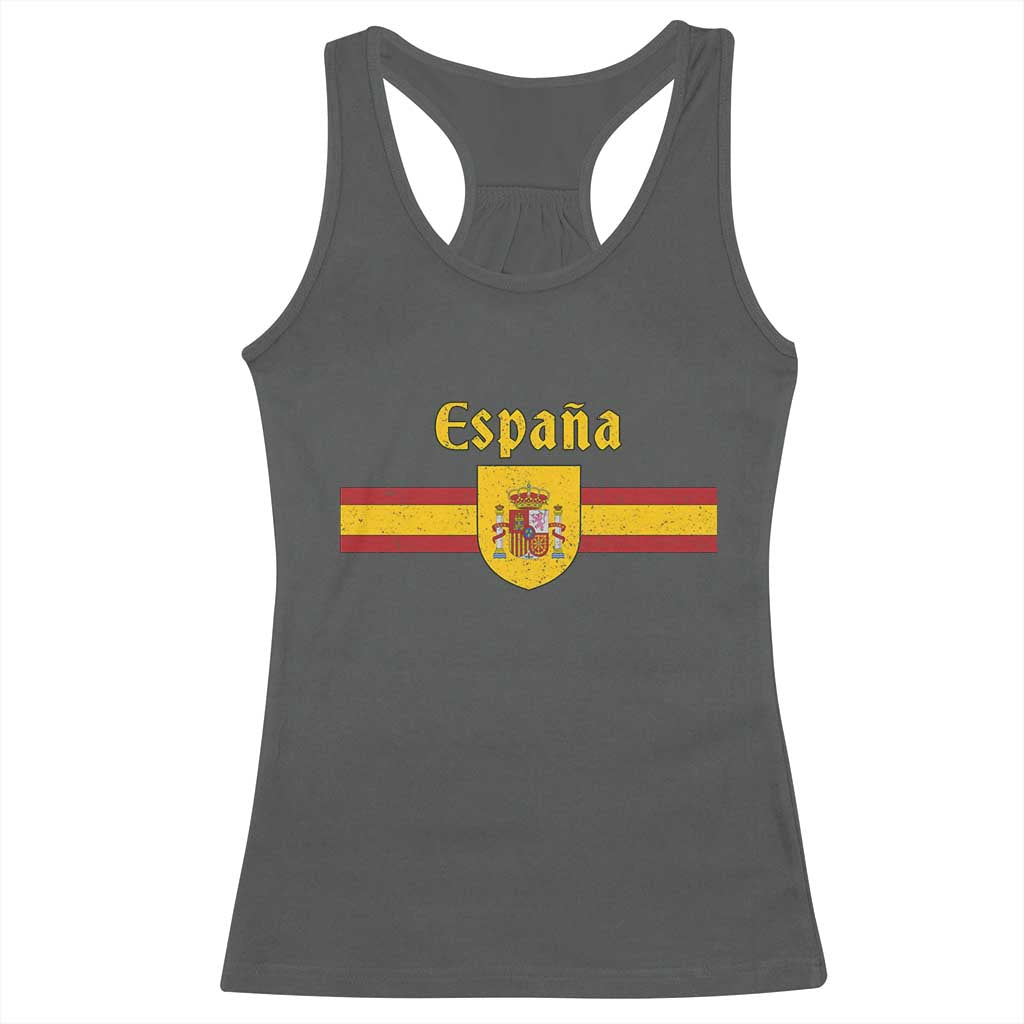 Espana Escudo Retro Spain Coat of Arms and Flag Español Racerback Tank Top TS11 Dark Heather Print Your Wear
