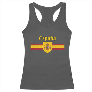 Espana Escudo Retro Spain Coat of Arms and Flag Español Racerback Tank Top TS11 Dark Heather Print Your Wear