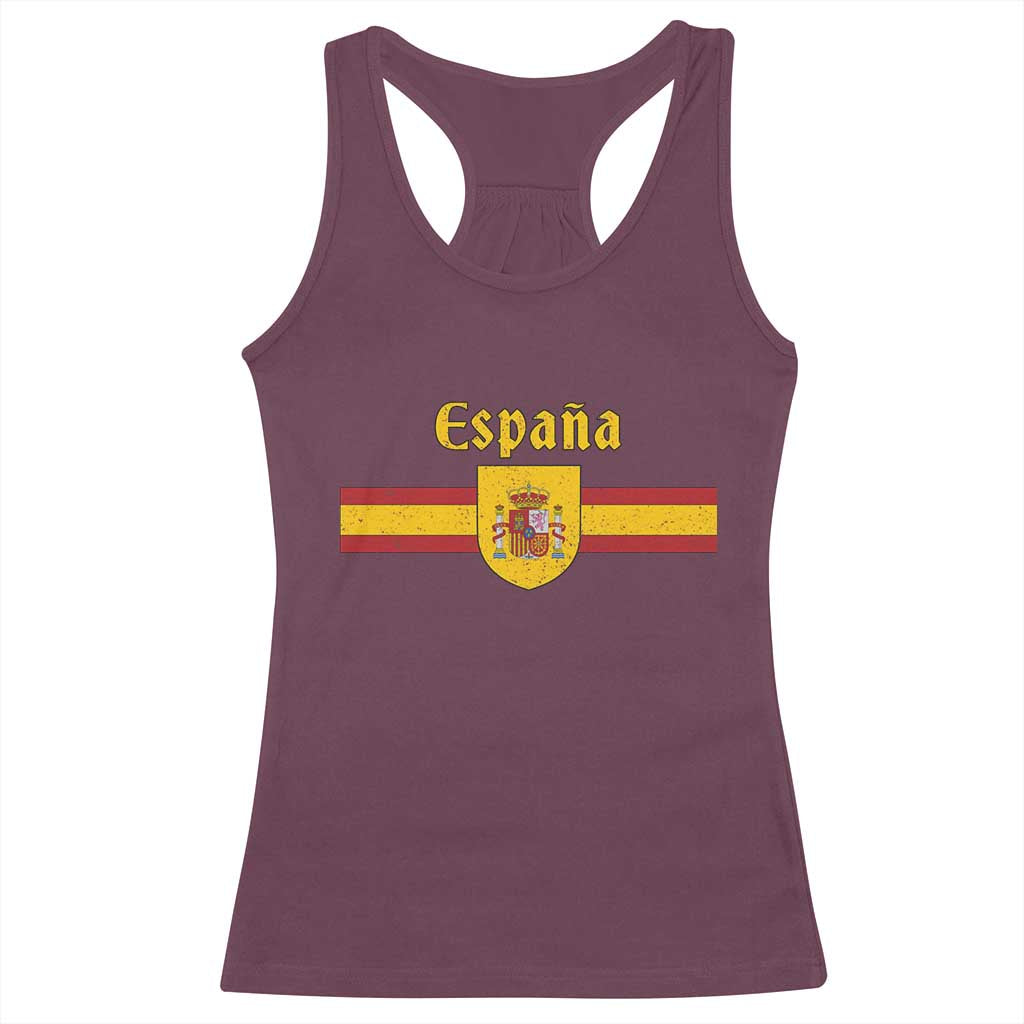 Espana Escudo Retro Spain Coat of Arms and Flag Español Racerback Tank Top TS11 Maroon Print Your Wear
